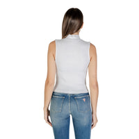 Image 2 : Détail du col montant et fermeture zip du top blanc Calvin Klein Jeans femme — delvale
