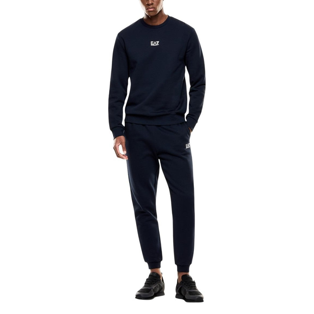 Image 3 : Sweat col rond EA7 bleu marine homme, coupe droite avec bords-côtes — Delvale