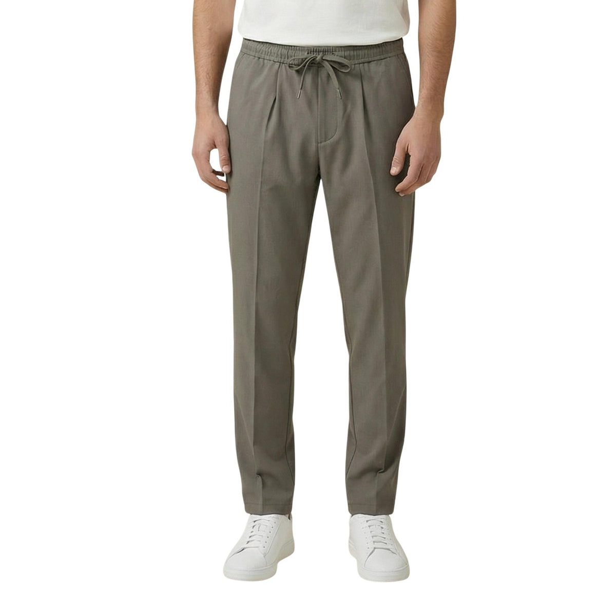 Image 1 : Pantalon homme Gianni Lupo vert fermeture lacets vue de face — delvale