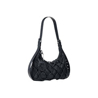 Image 2 : Détail du tressage artisanal et des nœuds du sac hobo Desigual noir — delvale