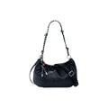 Desigual Sac Demi-Lune Femme Noir Similicuir Froissé Chaîne Bicolore