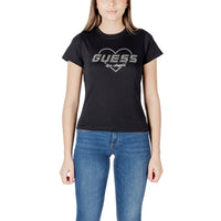 Image 1 : T-shirt Guess Active femme noir avec logo strass et cœur Los Angeles argenté — delvale