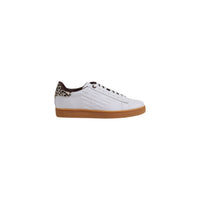Image 1 : Baskets EA7 femme beige basses à lacets, vue de profil sur fond neutre — delvale