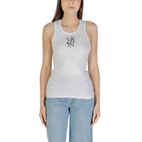Image 1 : Débardeur Calvin Klein Jeans blanc avec imprimé délicat, col rond, coupe moderne pour femme — delvale