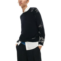 Image 3 : Vue complète du pull Desigual femme noir avec impression, coupe droite et manches longues — delvale