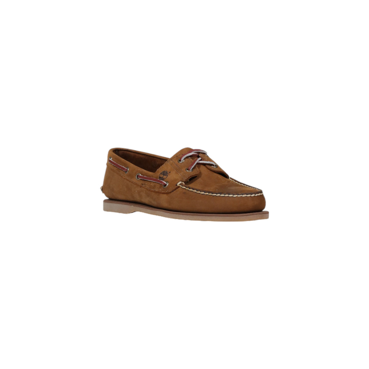 Image 2 : Mocassin Timberland homme nubuck camel vue de trois quarts avant, logo Timberland embossé sur la tige — Delvale
