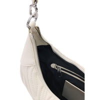 Image 3 : Sac Desigual demi-lune beige polyuréthane gaufré motif croco avec breloque liège distinctive — delvale