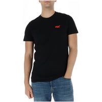 Image 1 : T-shirt Superdry homme noir logo Orange Label brodé rouge, vue de face portée — Delvale