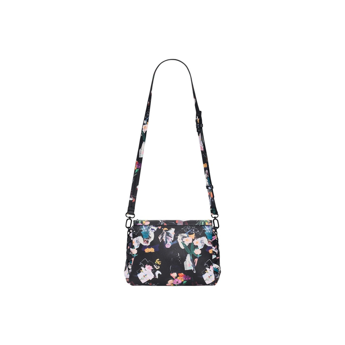 Image 3 : Vue de profil du sac bandoulière Desigual femme noir avec base froncée et bandoulière — delvale