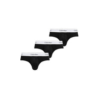 Image 1 : Lot de 3 slips Calvin Klein Underwear homme noirs avec ceinture élastique blanche logotée, vue d'ensemble en diagonal — Delvale