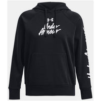 Image 3 : Vue ensemble sweat à capuche Under Armour noir femme avec logo blanc graphique — Delvale