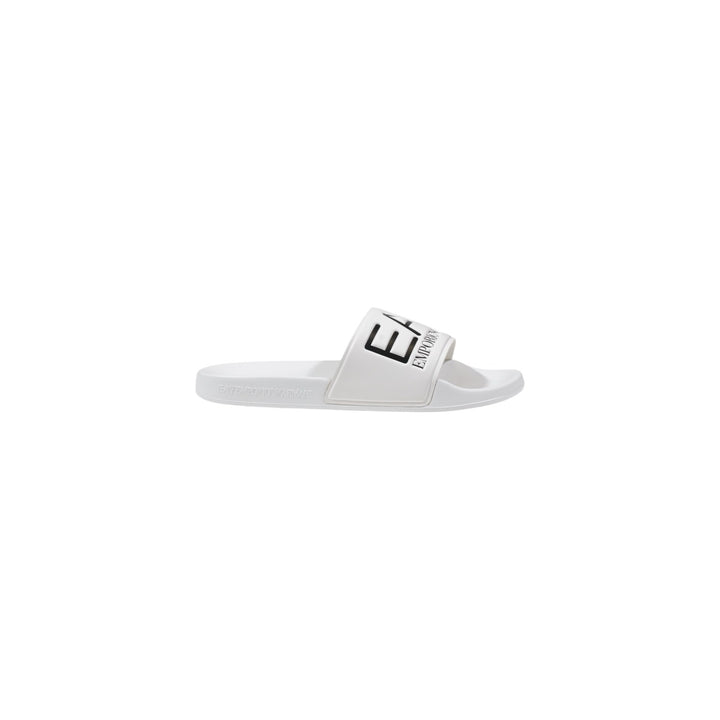 Image 1 : Mules Ea7 homme blanches en PVC avec motif imprimé, vue de profil — Delvale