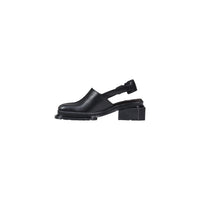 Image 3 : Sandales Dr. Martens Maybole noires femme, profil latéral montrant le talon compensé — delvale