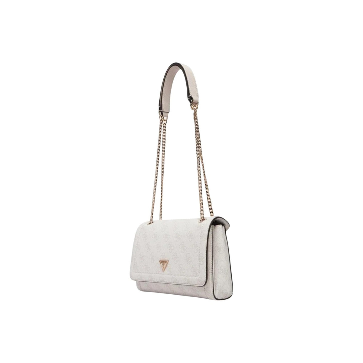 Image 2 : Sac Guess blanc femme en polyuréthane, détail des finitions et logo — delvale