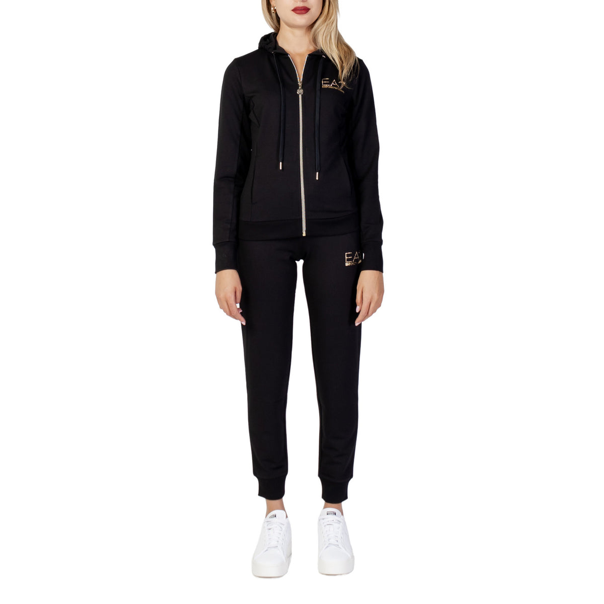 Image 4 : Vue arrière survêtement EA7 blanc femme à capuche, design contemporain — Delvale