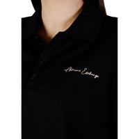 Image 2 : T-shirt noir Armani Exchange femme col polo détail encolure et coupe — delvale