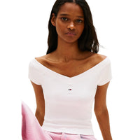 Image 3 : Vue de dos du top beige Tommy Hilfiger Jeans femme manches courtes — Delvale