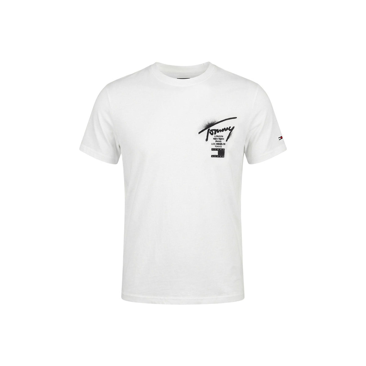 Image 3 : Vue de profil du t-shirt Tommy Hilfiger Jeans blanc homme, coupe moderne — Delvale