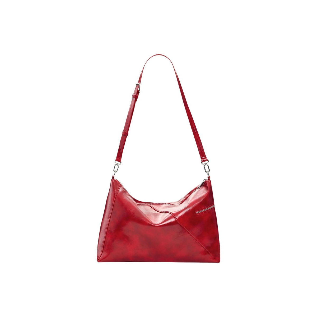 Image 3 : Vue d'ensemble sac trapèze Desigual rouge verni anse chaîne doublure rouge assortie — delvale