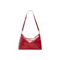 Image 3 : Vue d'ensemble sac trapèze Desigual rouge verni anse chaîne doublure rouge assortie — delvale