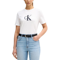 Image 1 : T-shirt Calvin Klein Jeans femme blanc avec imprimé moderne manches courtes — delvale