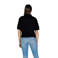 Image 3 : T-shirt noir Armani Exchange femme col polo vue de profil manches courtes — delvale