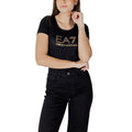 Ea7 T-shirt voor Dames Zwart met Print Korte Mouwen