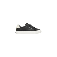 Image 1 : Baskets Calvin Klein femme en cuir noir avec lacets, vue de profil — delvale