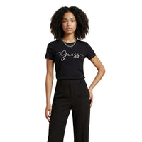 Image 4 : T-shirt Guess Active femme beige broderie cursive, coupe moderne et confortable — delvale