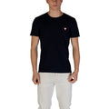 Guess T-shirt voor heren, blauw, katoen elastaan, korte mouwen
