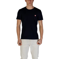 Image 1 : T-shirt Guess homme bleu en coton élasthanne manches courtes col rond — Delvale