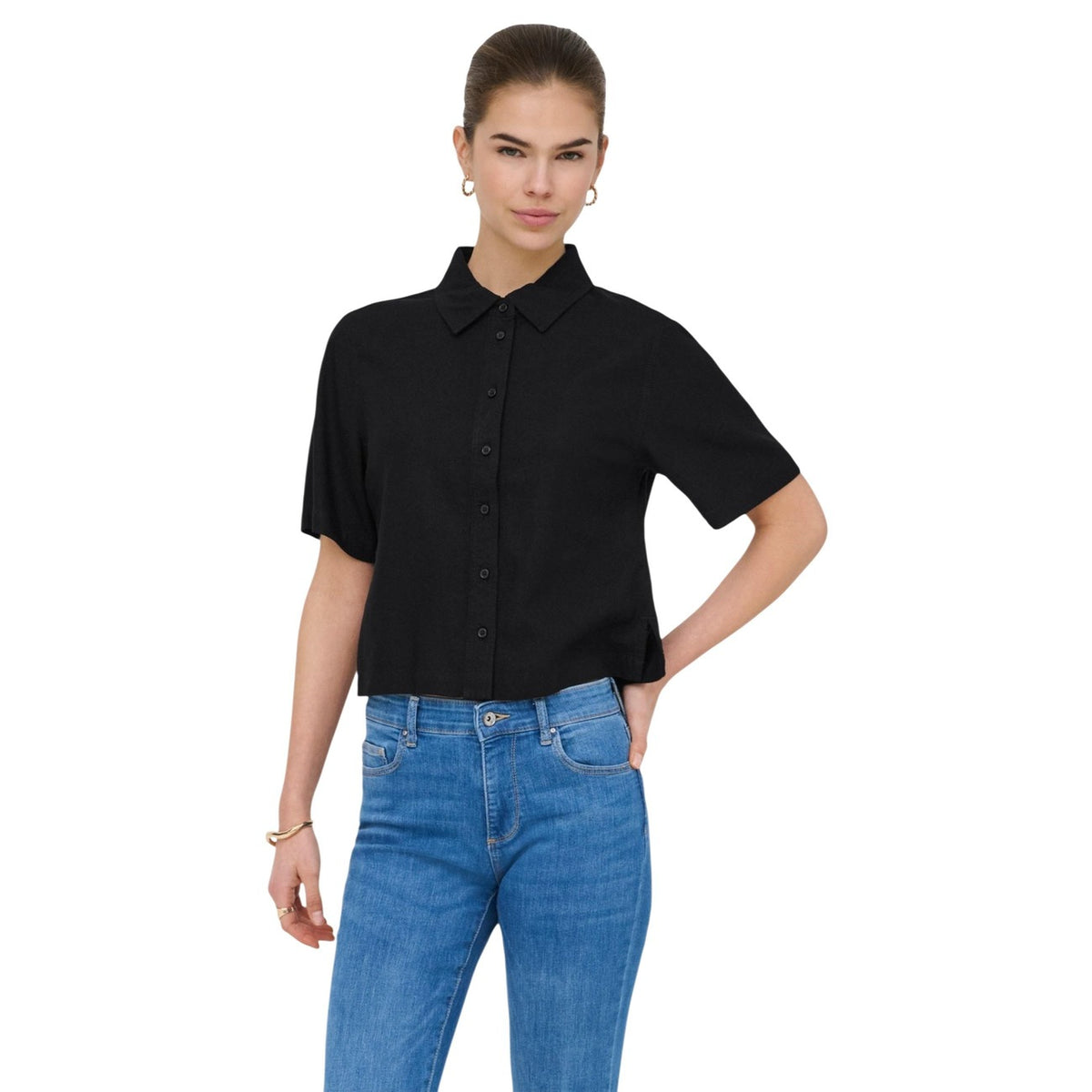 Image 7 : Vue d'ensemble chemise Only femme bleue lin viscose décontractée — Delvale