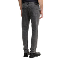 Jean Boss homme gris chiné coupe droite 5 poches coutures blanches vue dos