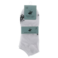 Image 1 : Lot de 3 paires de chaussettes courtes Beverly Hills Polo Club homme coloris blanc avec étiquette verte, taille 43-46 — Delvale