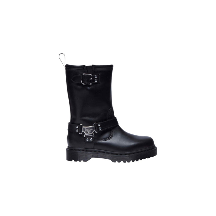 Image 1 : Bottes Dr. Martens Anistone Hi femme noires en cuir avec détails de brides et semelle robuste — Delvale