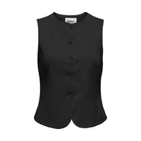 Image 2 : Gilet Only noir femme sans manches boutonné, détail de la matière lin-viscose — Delvale