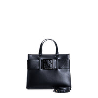 Image 4 : Gros plan sur la plaque AX ajourée signature Armani Exchange sur similicuir lisse beige sable — Delvale