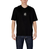 Image 1 : T-shirt Armani Exchange homme noir logo AX imprimé poitrine, encolure ronde, manches courtes — vue de face — Delvale