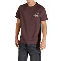 Image 1 : T-shirt marron Tommy Hilfiger Jeans homme en coton organique, vue de face — Delvale