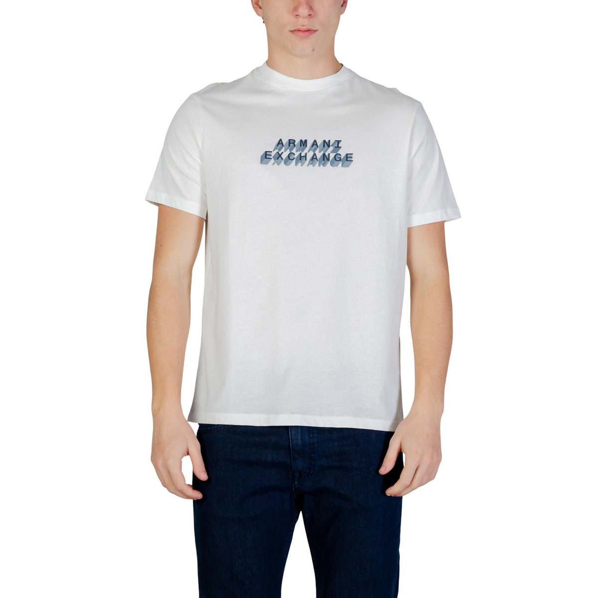 Image 4 : T-shirt homme Armani Exchange bleu coton premium détail finition — Delvale