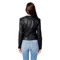 Veste Armani Exchange femme noire effet cuir cintré — vue de dos portée — Delvale