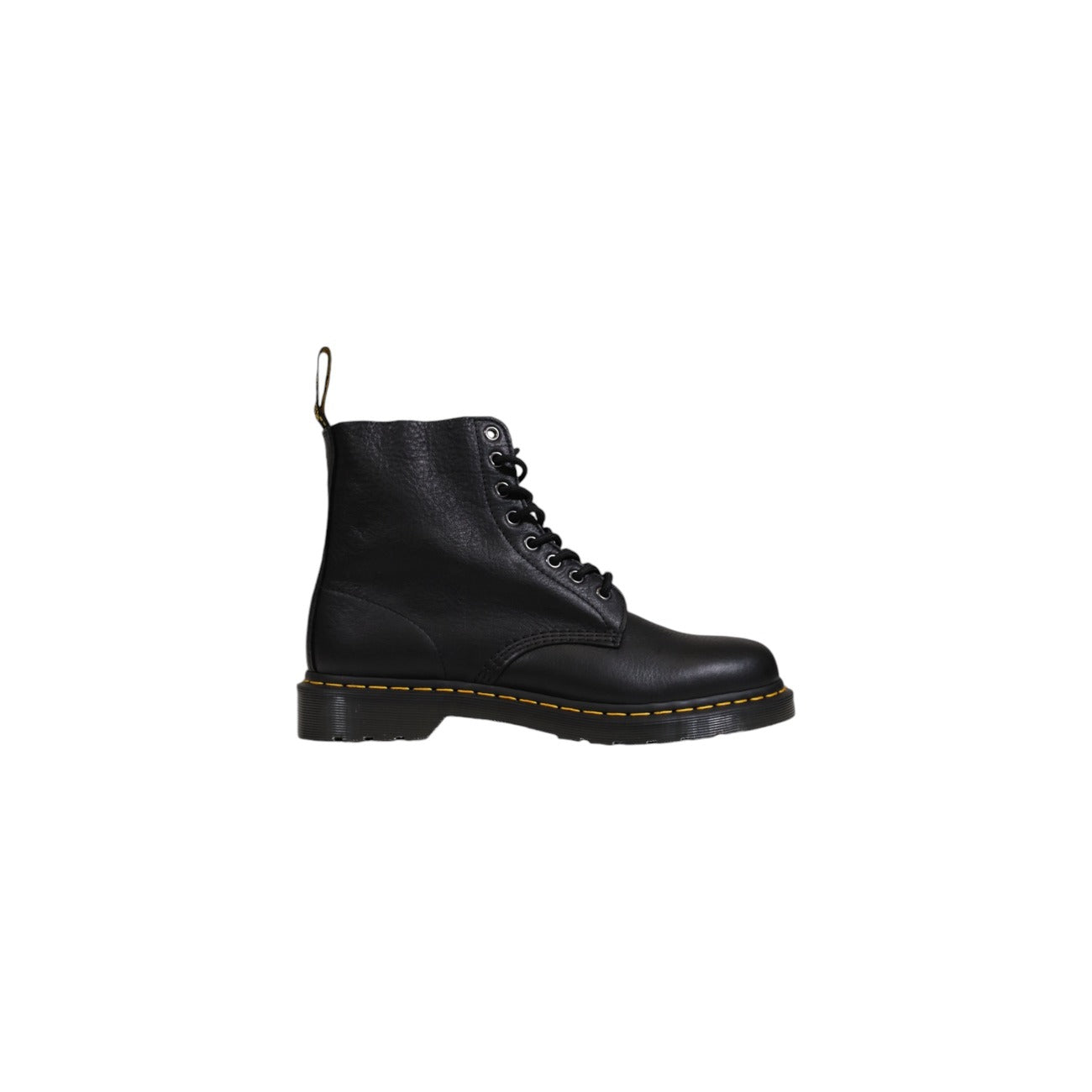 Dr. Martens 1460 Ambassador noire vue de profil avec surpiqûres contrastées
