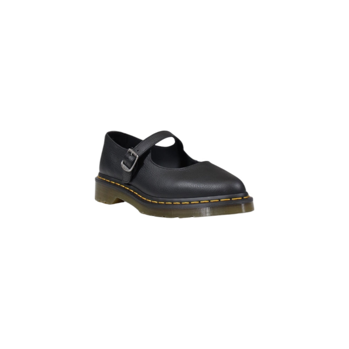 Image 2 : Vue latérale des chaussures Dr. Martens Elphie noires montrant la silhouette basse élégante — delvale