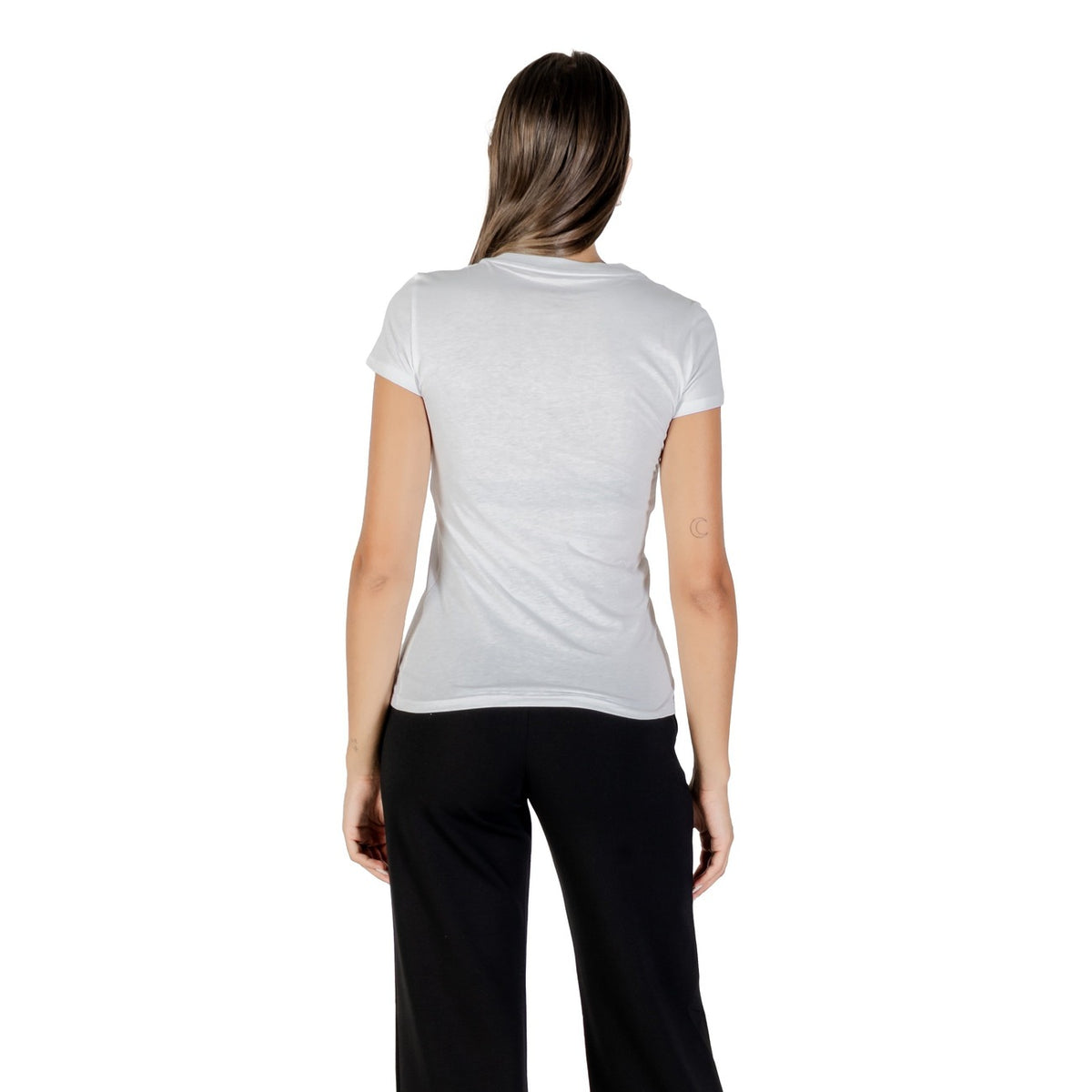 Image 2 : Vue détaillée du t-shirt blanc Armani Exchange femme orné de strass — delvale