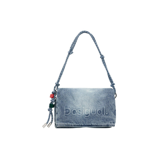 Image 1 : Mini sac à rabat Desigual en denim bleu azur avec logo embossé et anse tressée — Delvale