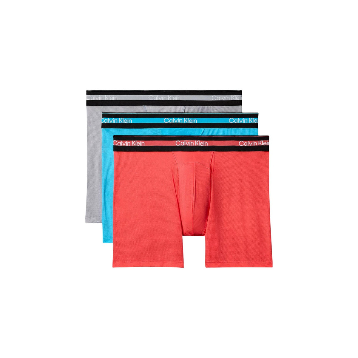 Image 9 : Trois boxers Calvin Klein Underwear homme noirs superposés, ceintures contrastées, vue de face — Delvale