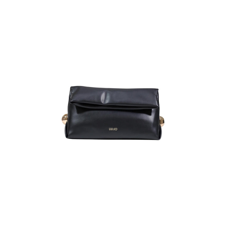 Image 1 : Sac à main Liu Jo femme noir compact vue de face avec anneaux dorés et logo Liu Jo — Delvale