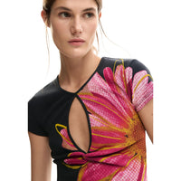 Image 3 : Vue d'ensemble t-shirt Desigual femme noir imprimé floral style bohème — delvale
