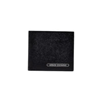Portefeuille Armani Exchange cuir noir vue de face — format compact 10x11cm finitions soignées