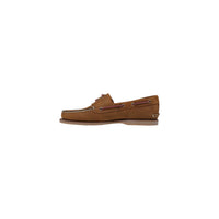Image 3 : Mocassin Timberland homme cuir camel vue de dessus, lacet contrasté bordeaux passé dans œillets métalliques — Delvale